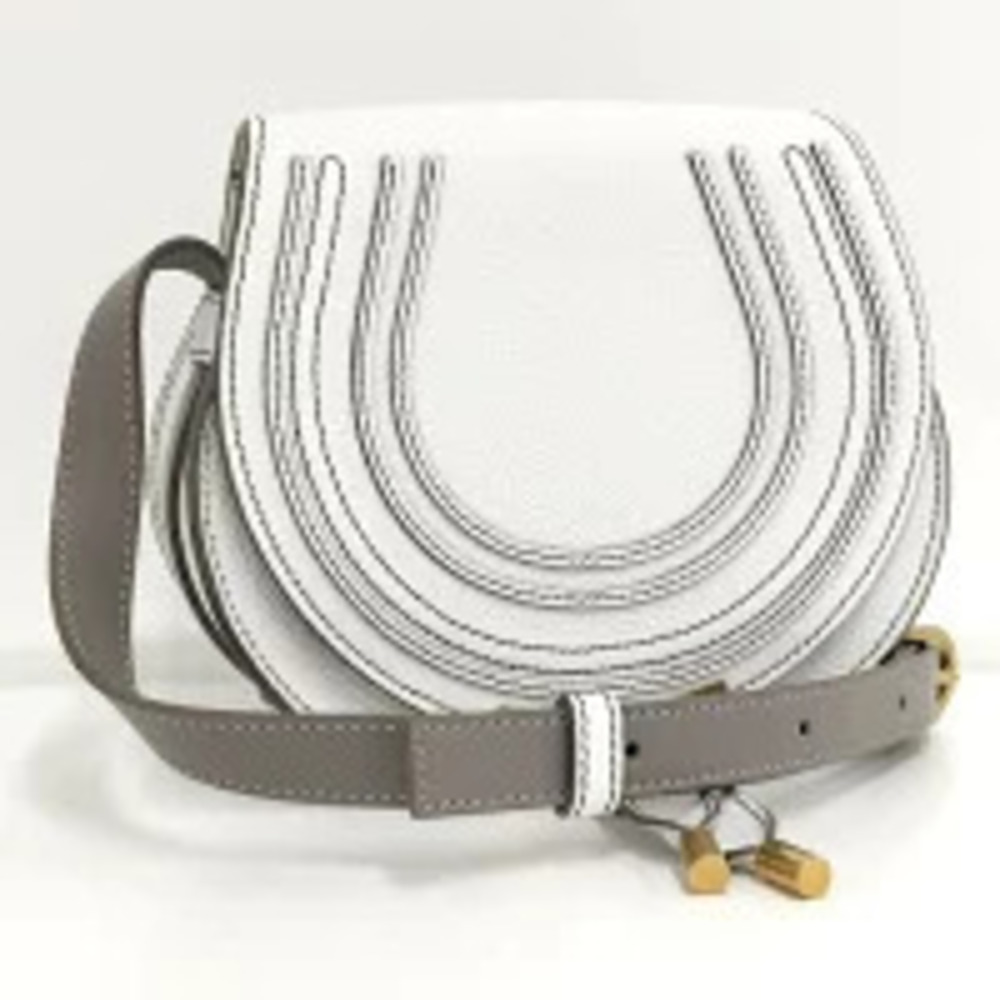 Chloe Marcie Shoulder Bag Saddle Leather White